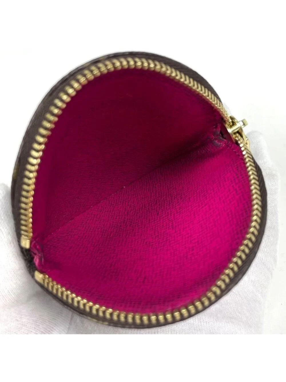 Louis Vuitton Porte Monet Long Coin Case Monogram Brown Fuchsia